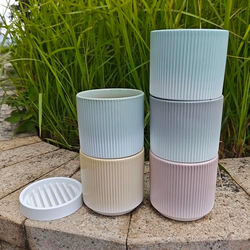 Cuteforyou 3.75 Inch Modern Textured Ceramic Succulent Planter Pot (No Plant Included) – Perfect for Small Plants, Cacti & Desk Decor – Lightweight & Durable，Green - Image 6