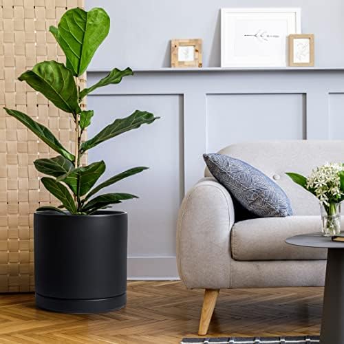 D'vine Dev 12 Inch Ceramic Planter Pot, Black, 94-O-F-2 - Image 5