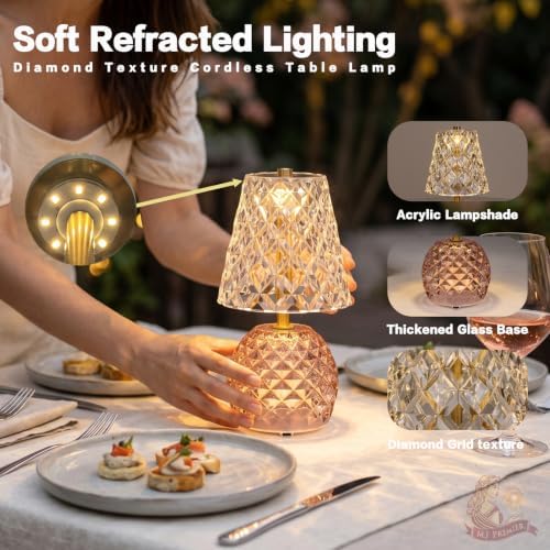 MJ PREMIER Rechargeable Table Lamp Cordless Mushroom Lamp with Timer Pink - Image 6