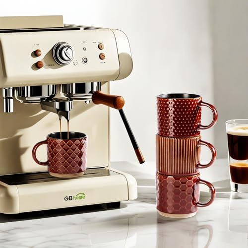 GBhome 12 OZ Stackable Coffee Mugs Set of 4, Ceramic Coffee Cups Set - Image 5