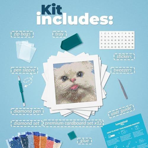 LuwoArte 12 Pack Funny Meme Cats Diamond Art Kits for Adults Beginners - Image 2
