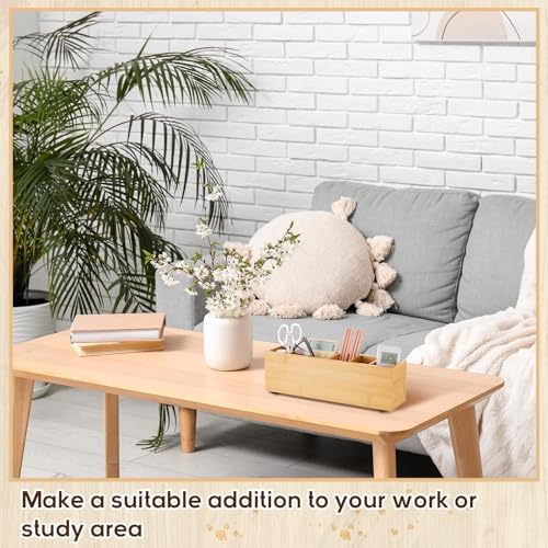 Jetec Wooden Pencil Pen Holder for Desk, Bamboo, 6 Compartments - Image 6