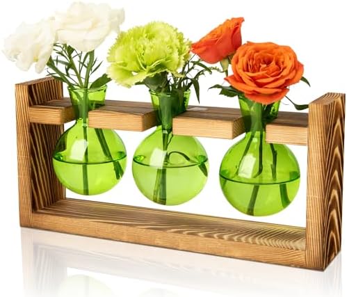 XXXFLOWER Plant Terrarium Jar Propagation Station Stand 3 Green Bulb Vases by XXXFLOWER