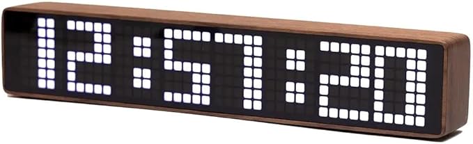 Adventurers Digital Alarm Clocks for Bedrooms, Black Walnut Clocks for Living Room with Big Numbers,Auto Brightness,Adjustable Alarm Volume,Auto DST,Temperature, Humidity, Air Pressure (White)
