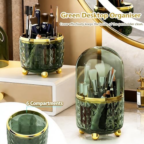 GOTOBA 360° Rotating Dust-Proof Multi-Purpose Storage Organizer - Perfect for Silverware, Utensils (Forks, Knives) & Makeup Brushes, Countertop Holder for Kitchen & Vanity - Image 3