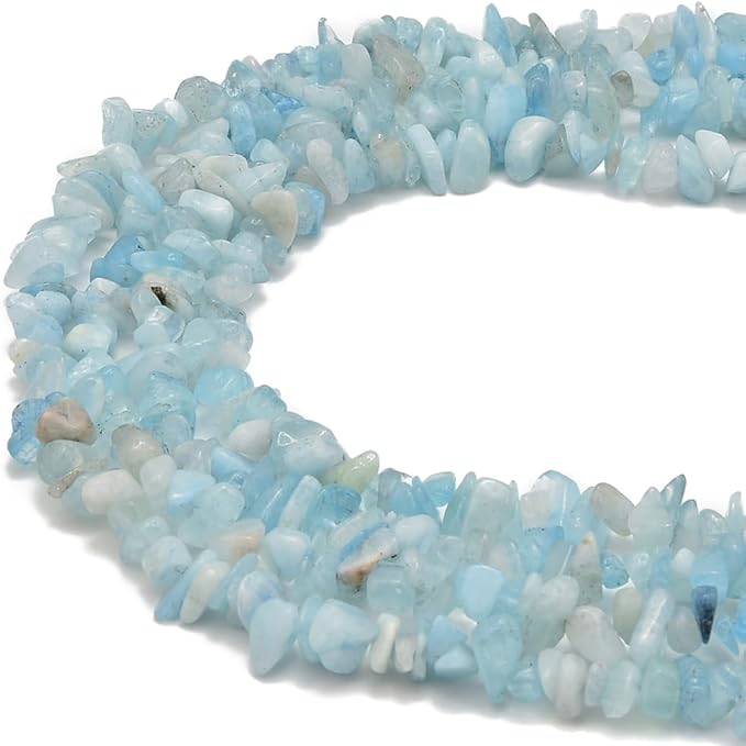 Gemstone Chips Natural Aquamarine 3-5mm Healing Crystals Waist Bracelets Necklace Kit Irregular Stone DIY Crafts Design Jewelry Making Approxi 32 inch