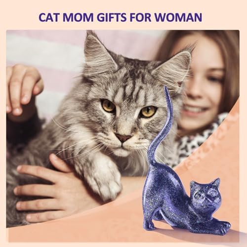 PUDDING CABIN Cat Lover Gifts for Women - Purple Cat Ring Holder Ring Stand Organizer - Purple Preppy Room Decor Aesthetic -Mothers Day Birthday Gifts for Women Mom Girls - Image 7