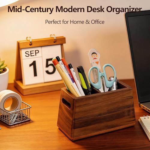 Solid Black Walnut Dual Slot wood Pen Holder for Desk - Image 5