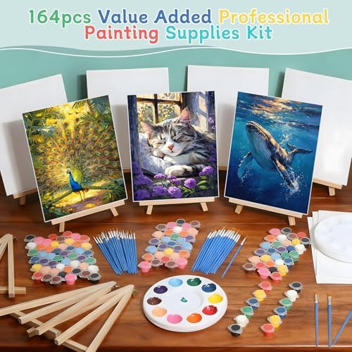 26 Set 8x10Inch Canvas and Easel Set, 164pcs Painting Supplies Kit - Image 3