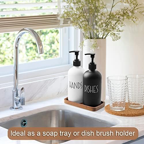 ALELION 6" Small Tiny Bathroom Vanity Tray for Counter - Acacia Wood Dish Soap Dispenser Tray for Kitchen - Decorative Tray for Kitchen Dresser Tops Perfume Jewelry - Image 3