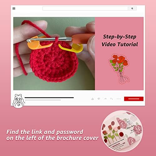 Lily's Lyric Flower Crochet Kit | Pink Rose | Step-by-Step Video Tutorial for Adults Teenagers | Craft Gift Idea DIY Home Decoration - Image 4