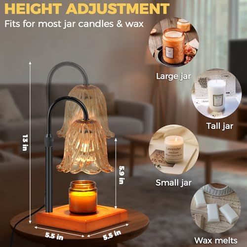 GODONLIF Flower Candle Warmer Lamp with Timer, Black Electric Candle Lamp - Image 5