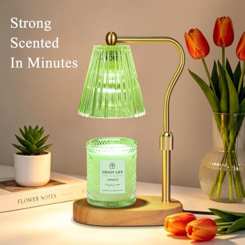seenlast Green Candle Warmer Lamp with Timer Dimmer Adjustable Height,Birthday Gifts for WomenElectric Wax Warmer Vintage Home Decor for Scented Jar Candles - Image 2