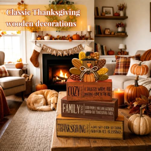 Moucuny 4 Pcs Thanksgiving Turkey Decor for Home Cozy Fall Table Decoration - Image 2