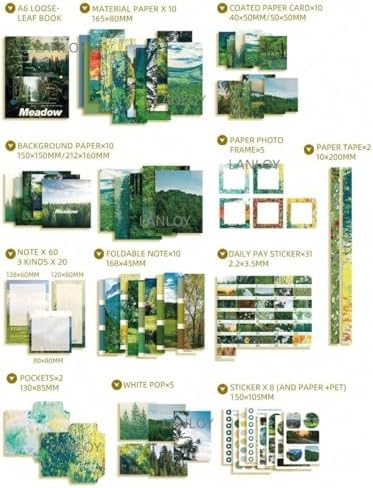 ATIRAMANIYA 346pcs Journal Supplies Kit Vintage Scrapbook Stickers Art Journaling Bullet Junk Journal Planners DIY Decoration Paper Stickers Craft Kits Notebook Collage Album (Meadow) - Image 5