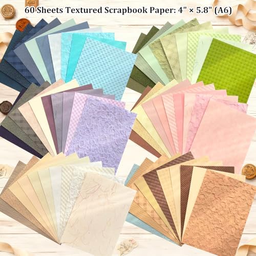 Flartmo Scrapbook Supplies Kit with 246 Sheets Textured & Floral Scrapbook Paper, 50 Pcs Flower Scrapbook Sticker & 3 Rolls Double-Sided Tape for Scrapbooking, Junk Journal, Card Making, Embellishment - Image 5