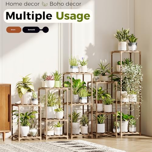Bamworld Plant Stands Indoor 5 Sets Plant Shelves Outdoor - Image 2