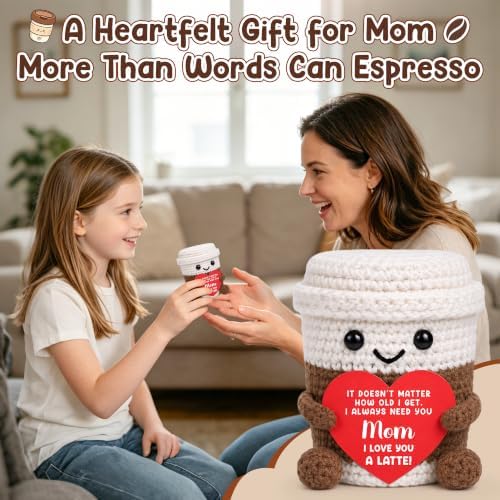 Mom Birthday Gifts from Daughter Son Kids, Christmas Mom Gifts for Step Bonus Moms Mother Mama Mummy, I Love You Mum Funny Small Cute Handmade Crochet Coffee Mug Cup Mother Present - Image 4