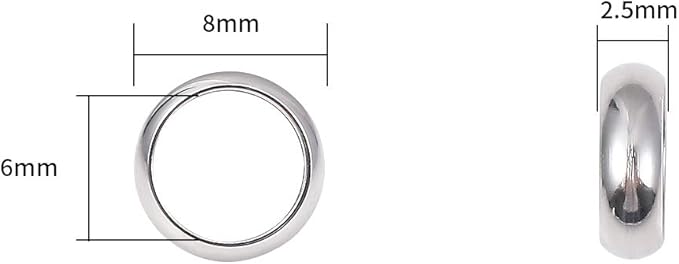 Stainless Steel Spacer Beads 8x2.5mm Rondelle Loose Charm Caps Beads for DIY Jewelry Making 50pcs with 6mm Hole