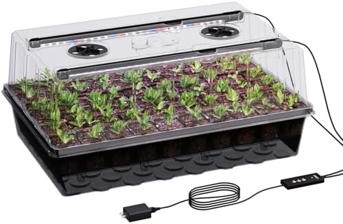 Patigrow 60-Cell Self-Watering Seed Starter Tray with Grow Light, Seed Starter Kit with 4.07” Humidity Dome, Indoor Seedling Starter Tray, Seed Starting Trays for Plant Germination, Seeds Growing by Patigrow