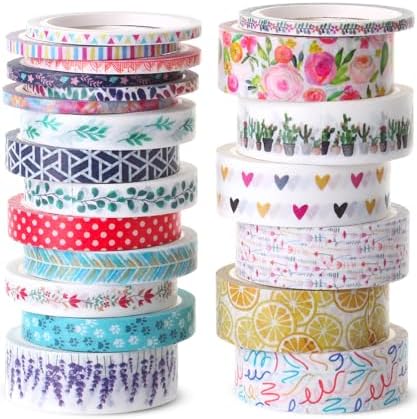 Mr. Pen- Washi Tape Set, 21 Rolls, Assorted Sizes, Floral by MrPen