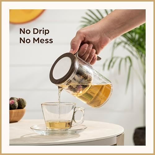 Enchanti Glass Teapot with Infuser - Magic Tea Pot for Loose Leaf Tea - Borosilicate Glass Tea Maker with Heat-Resistant Handle - Gift Box & Writable Card - 800ML (27oz) - Image 6