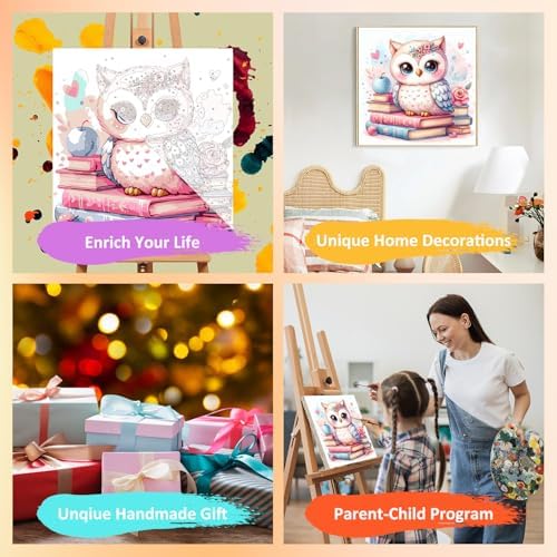 Owl Paint by Numbers Kit for Kids, 8x8 inch - Image 7