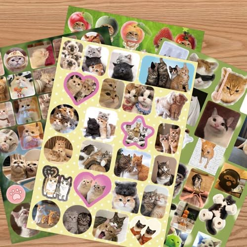 Cat Sticker Book - 1000+ Stickers, 34 Sheets of Cat & Dog Aesthetic Stickers for Scrapbooking, Journaling, Kawaii Planner | Cat Sticker Book with Meme Stickers,Glossy, Matte & Textured Finishes - Image 2