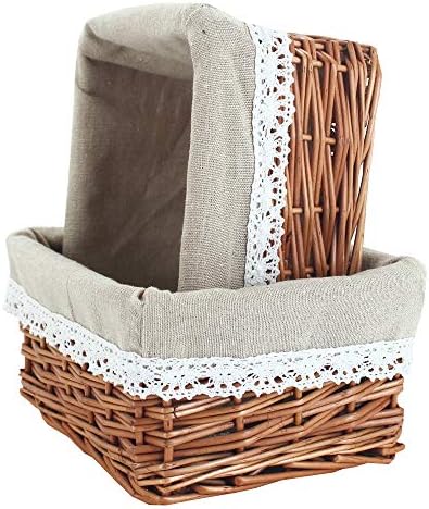 INGWILLOW 3Pcs Small Rectangular Wicker Storage Basket for Shelves - Image 4