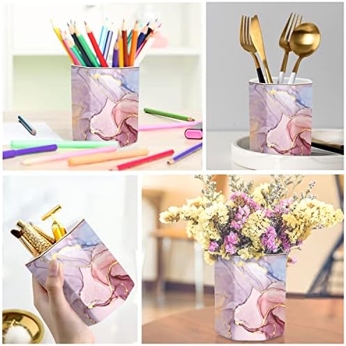 Large Capacity Colored Ceramic Marble Pencil Storage Marker Pen Holder Cute Stationery Holder For Office,High School College Student Girl Women Adult Teen Gift, Pink - Image 3