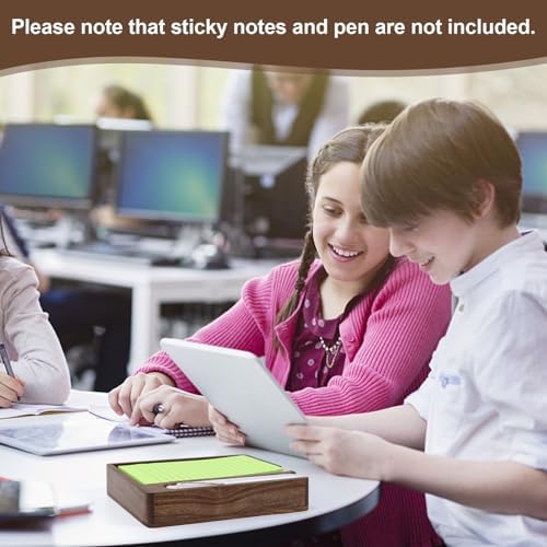 Buqoo Black Walnut Wood Sticky Note Holder with Pen Slot 4x6 Memo Pad - Image 4