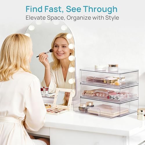 Vtopmart Clear Stackable Storage Drawers, 2 Pack Wide Plastic Organizers - Image 5