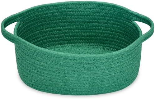 ABenkle Small Basket with Handles, Boho Decorative Rope Woven Dog Cat Toy Storage Bin Shelf Storage Organizer, Easter Christmas Gift Basket, 12"x8"x5" by ABenkle