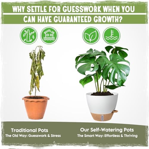 Self-Watering Pots for Indoor and Outdoor Plants 4 Pack, 6/8/10/12 Inch Planters with Water Level Indicator & Deep Reservoir, Decorative Flower Pots for Home Decor - Image 6