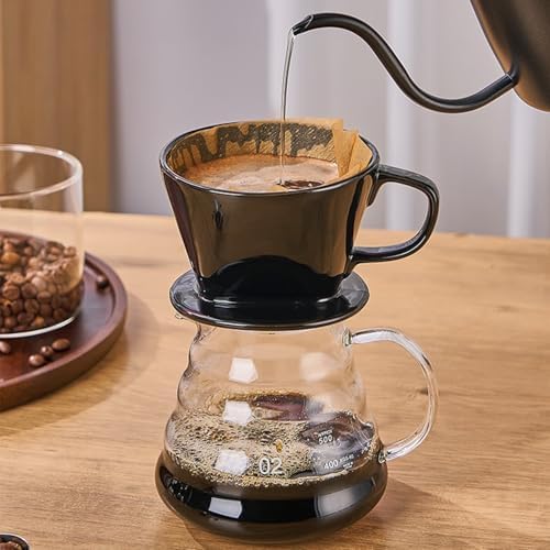 Pour Over Coffee Maker, Single Cup Coffee Dripper, Manual Porcelain Slow Brewing Accessories for Travel, Camping, Office, Home, Cafe, Coffee Gifts (Black, Medium) - Image 4