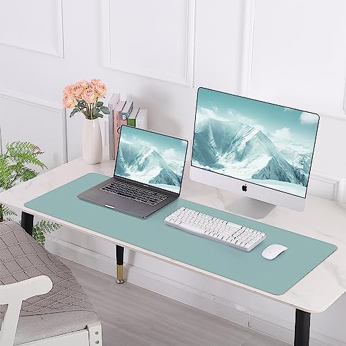 AFIING Cork Desk Mat 47" x 23.6", Dual-Sided Natural Cork & PU Leather Desk Pad, Non-Slip Waterproof Large Mouse Pad for Office, Home & Gaming (Light Blue) - Image 6