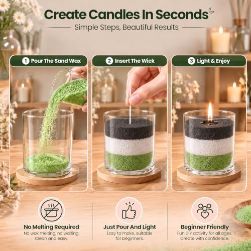 Blingfun 5 Color DIY Sand Wax Candle Making Kit – Refillable Pearled Wax with Candle Wicks, Scented Candle Supplies for Halloween, Christmas, Wedding, Home Decor (Sand Candle Craft Kit) - Image 5