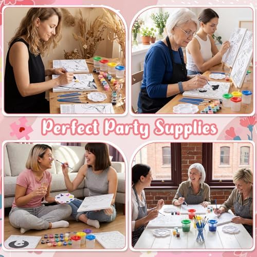 Sherr 140 Pcs 20 Set Pre Drawn Canvas Painting Kit, Mother's Day - Image 4