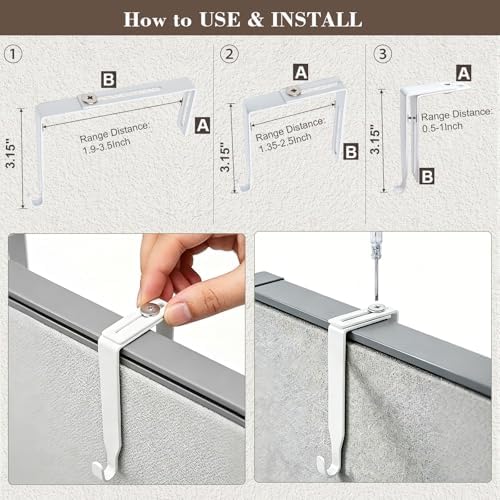 2 Tier Cubicle Shelf with Hooks, Wooden Hanging Organizer for Office - Image 4