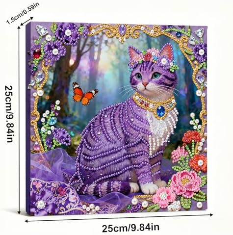 ARTopet DIY Pearl Painting Kit with Frame Gemstone Pearl Diamond Dots Beads Canvas Art Craft for Adult Beginners Display for Tabletop and Wall Mounting Home Decor-Purple Cat - Image 6