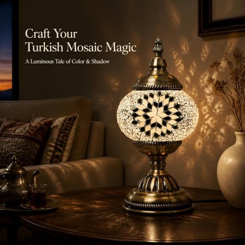 DIY Turkish Mosaic Lamp Kit for Adults & Teens, 5.2" Shade, White - Image 5
