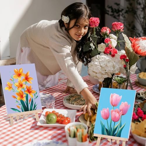 Engrowtic 12 Pcs 8 x 10'' Flower Pre Drawn Canvas to Paint Pre Printed Sketched Canvas for Adult Ladies Paint Art Party Favor Board Set for Craft(Fresh Style) - Image 6