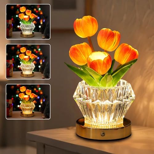 Pink Tulip Flower Lamp Decor Gifts for Women Daughter Friend Grandma - Image 2
