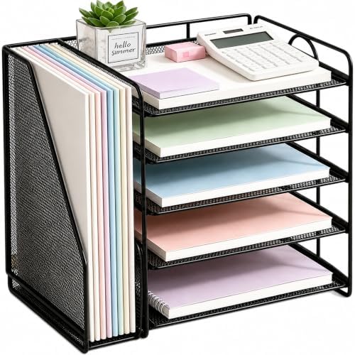 OPNICE Desk Organizer, 5-Tier Paper Organizer Letter Tray, Black by OPNICE