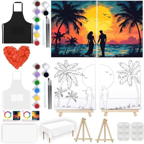 PAILIM Sip and Paint kit for Adults Romantic Pre Drawn Canvas Party Kits by PAILIM