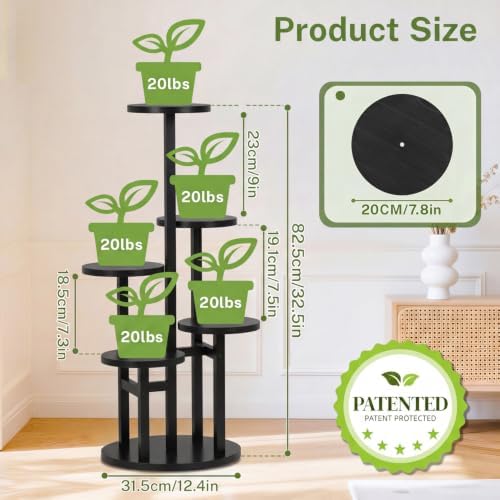 iDavosic.ly 5 Tier Wood Plant Stand Indoor Outdoor Corner Tall Shelf, Black - Image 4