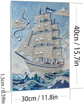 LQCrafK DIY Pearl Art Painting Handcraft Kit for Adults Beginners, Creative Design, Healing Stress-Relieving Home Wall Decoration, with Framed Painting and Tools-Sailboat-1 - Image 7