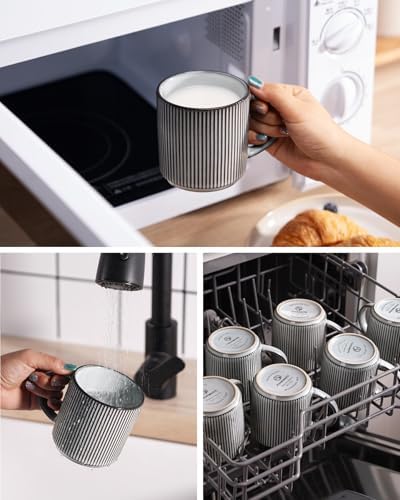 famiware Coffee Mug Set of 6, Star 12 oz Ceramic Mugs Cups Set with Handle - Image 5