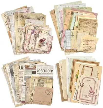 Alideco 400pcs Scrapbook Paper Vintage Flower Butterfly Border Scrapbooking Paper for Journaling Supplies, Decorative Craft Paper for Junk Journals (jiyiyoudiju) by Alideco
