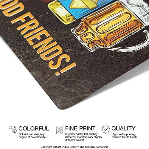 Putuo Decor Bar Signs For Home Bar Wall Cheers To Good Time To Good Friends Vintage Metal Tin Sign For Man Cave Decor 8x12 In - Image 4